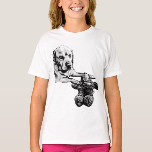 Dog with Teddy | Sketch Style Shirt (Vorderseite)