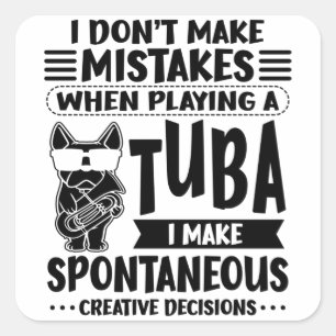 Dog With Tuba Music Tubaist Tubist Tuba Quadratischer Aufkleber