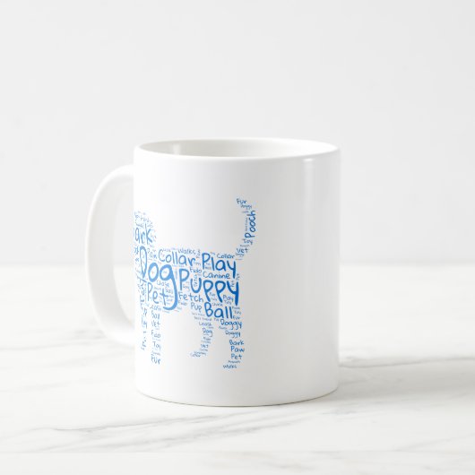 Dog Word Cloud Design Kaffeetasse (Vorderseite Links)