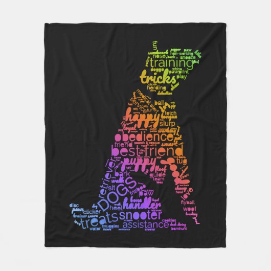 Dog Word Cloud (Hund Regenbogen) Fleecedecke (Vorderseite)