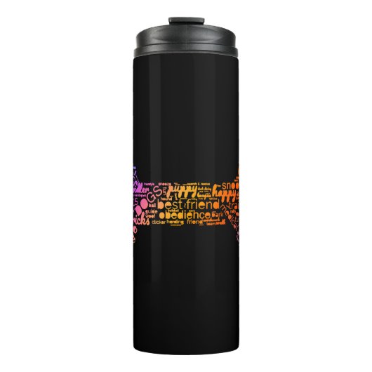 Dog Word Cloud (knochenfarbig) Thermosbecher (Vorderseite)