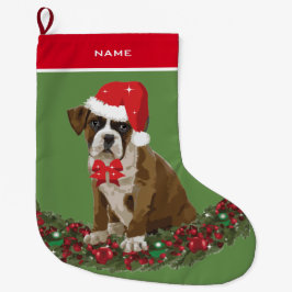 Dog Xmas Niedlich Boxer Weihnachtsmannmütze Weihna Großer Weihnachtsstrumpf
