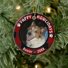 Dog YAPPY HOWLIDAYS Red Buffalo Kariertes Foto Keramik Ornament
