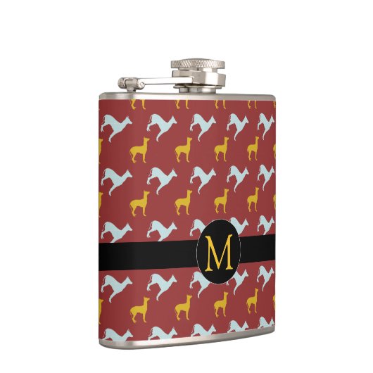 Dog Year 2018 Zodiac Birthday Monogram Flask Flachmann (Rechts)