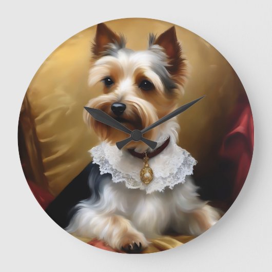 Dog Yorkshire Terrier Beauty Große Wanduhr (Vorderseite)