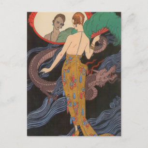 Dogaresse Abend Gown von George Barbier Postkarte