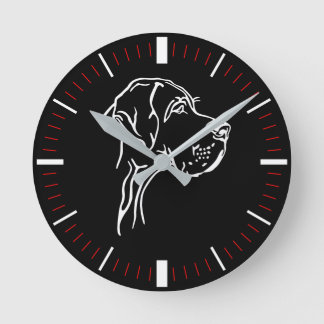 Dogaufhr mit Minutenstrich schwarz rot Runde Wanduhr