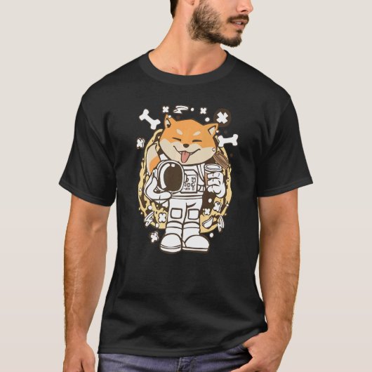 Doge Astronaut Shiba in den Weltraum des Mondes A T-Shirt (Vorderseite)