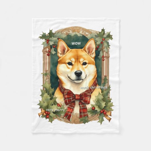 Doge Christmas Swea Shiba Inu Mens Long  Fleecedecke (Vorderseite)
