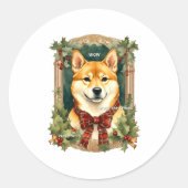 Doge Christmas Swea Shiba Inu Mens Long Runder Aufkleber (Vorderseite)