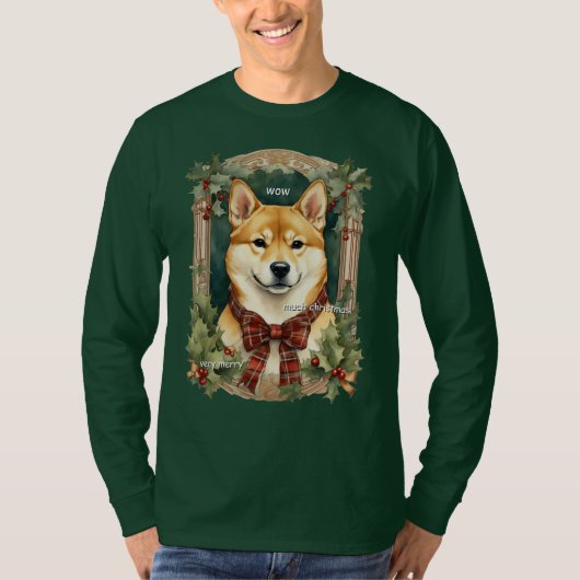Doge Christmas Sweatshirt (Shiba Inu) Herren Long T-Shirt (Vorderseite)