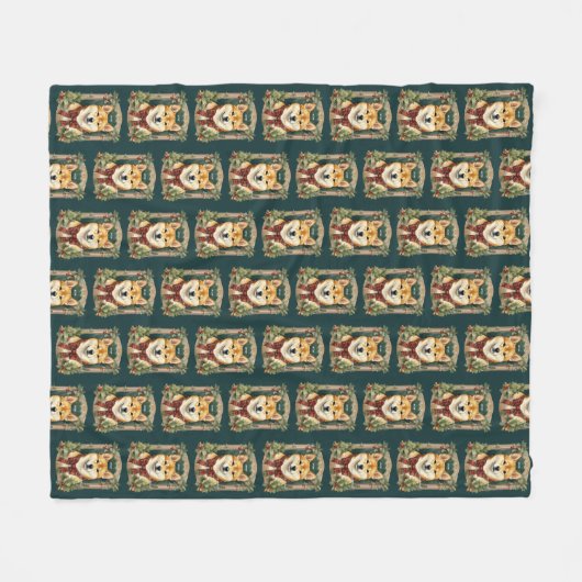 Doge Christmas Wow Fleece Blanket (Vorderseite (Horizontal))