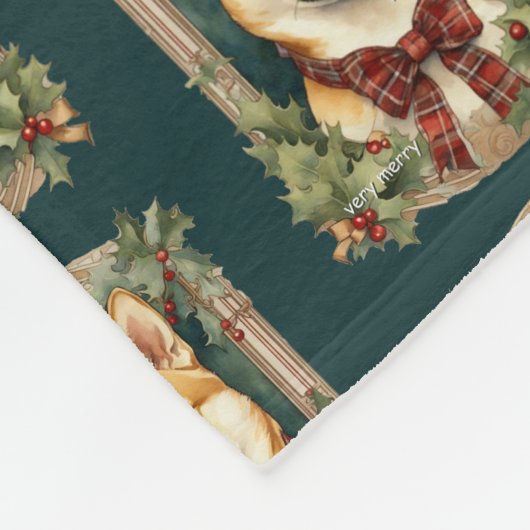 Doge Christmas Wow Fleece Blanket (Ecke)