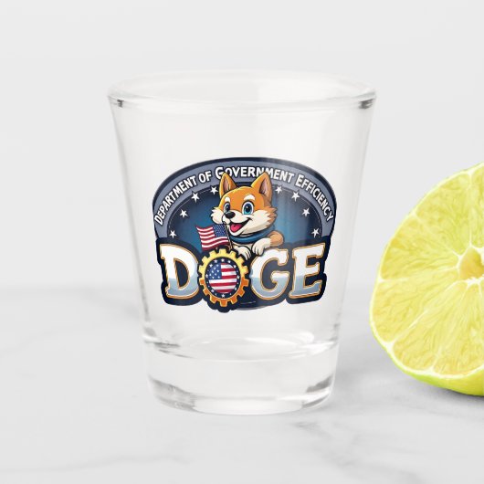 Doge Dog des Ministeriums für Regierungseffizienz Schnapsglas (Vorderseite)