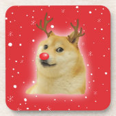Doge Dogright Doggo Dog Weihnachtsmeme Karte rot Getränkeuntersetzer (Vorderseite)