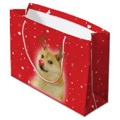 Doge Dogright Doggo Dog Weihnachtsmeme Karte rot Große Geschenktüte (Rückseite Schrägansicht)