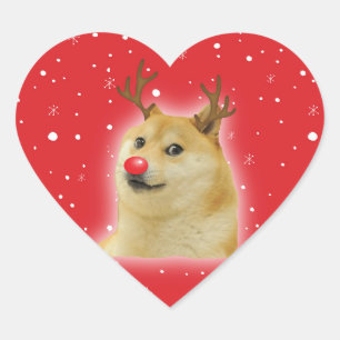 Doge Dogright Doggo Hund Weihnachten Meme Karte ro Herz-Aufkleber