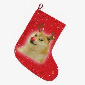 Doge Dogright Doggo HundeweihnachtenMeme Kartenrot Großer Weihnachtsstrumpf (Vorderansicht (hängend))