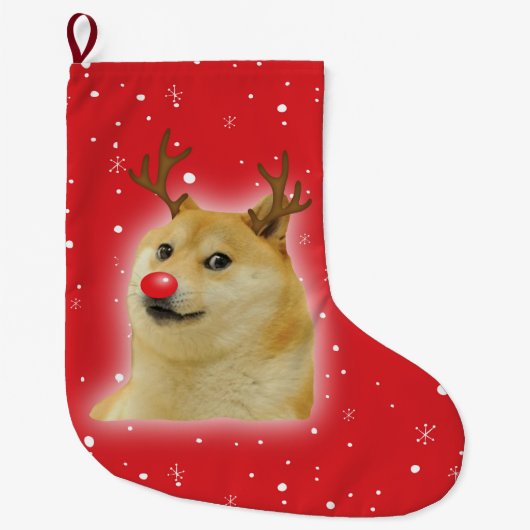 Doge Dogright Doggo HundeweihnachtenMeme Kartenrot Großer Weihnachtsstrumpf (Vorderseite)