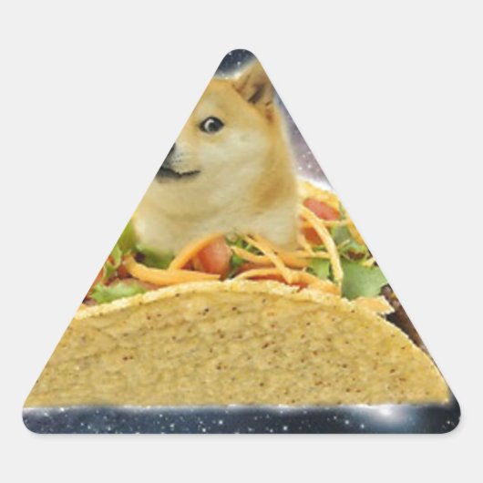 Doge Space-Taco-Mem Dreieckiger Aufkleber (Vorderseite)