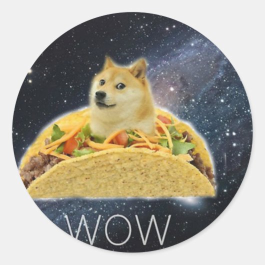 Doge Space-Taco-Mem Runder Aufkleber (Vorderseite)