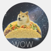doge space taco meme classic round sticker (Vorderseite)