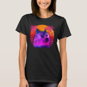 Dogecoin 80er Retro Doge Hodl Zum Mond Lustig T-Shirt