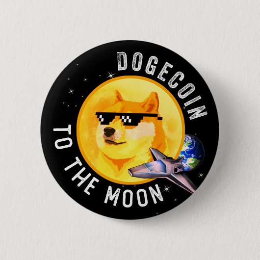 Dogecoin an den Mond Funny CryptoCurrency Meme Button (Vorderseite)