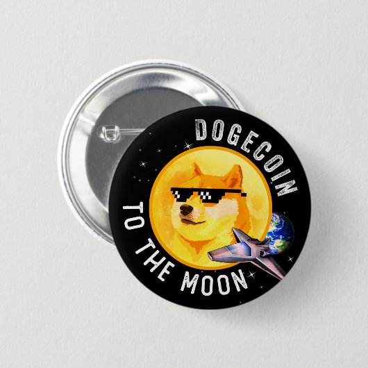 Dogecoin an den Mond Funny CryptoCurrency Meme Button (Vorne & Hinten)
