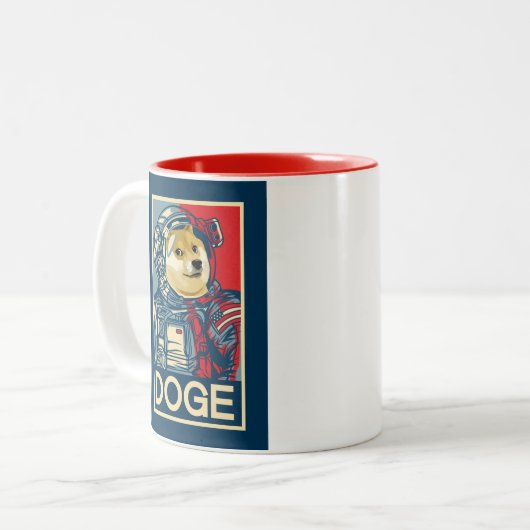 Dogecoin Astronaut Doge To The Moon Crypto Funny Zweifarbige Tasse (Vorderseite Links)
