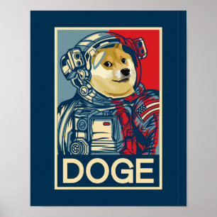 Dogecoin Astronaut dotiert zum Mondkrypto Poster