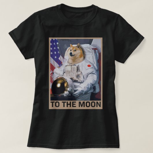 Dogecoin Astronaut zum Mond Blockchain Hologramm S T-Shirt (Design vorne)