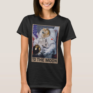 Dogecoin Astronaut zum Mond Blockchain Hologramm S T-Shirt