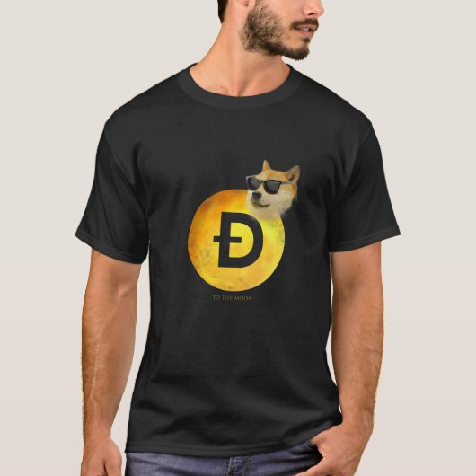 Dogecoin Cool an die Mondmünze T-Shirt (Vorderseite)