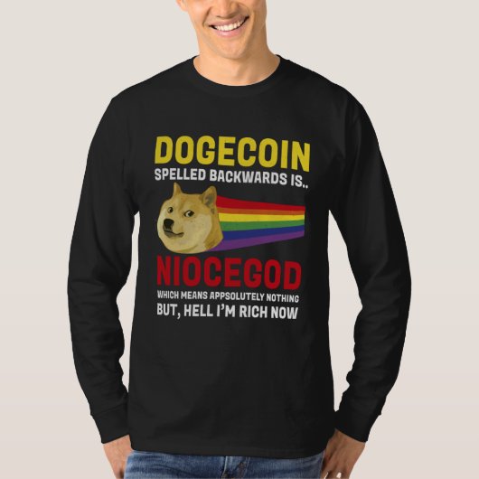 Dogecoin Crypto Meme Dogecoin Backwards  Cryptocur T-Shirt (Vorderseite)