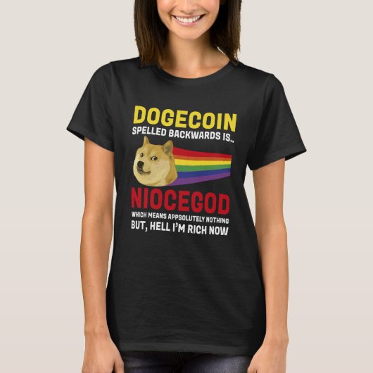 Dogecoin Crypto Meme Dogecoin Backwards Cryptocur T-Shirt (Vorderseite)