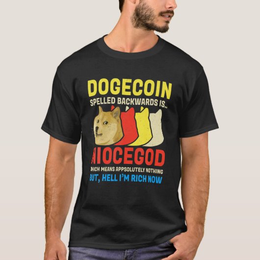 Dogecoin Crypto Meme Dogecoin Backwards Funny Cryp T-Shirt (Vorderseite)
