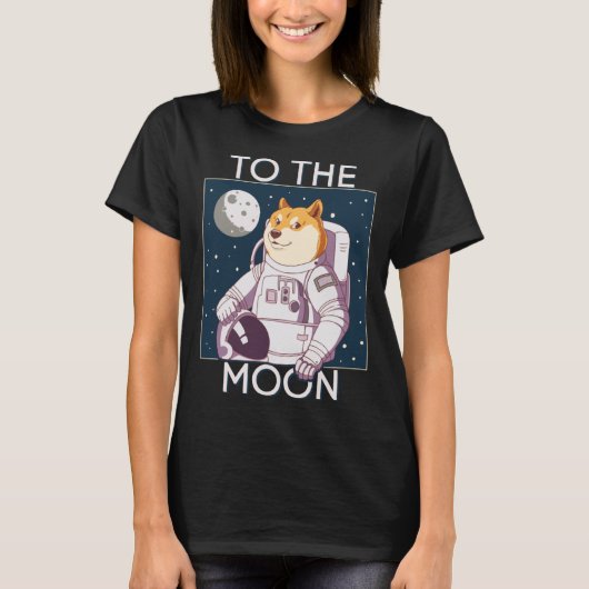 Dogecoin Dog Astronaut To the Moon Blockchain HODL T-Shirt (Vorderseite)