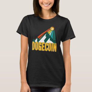 Dogecoin Dog Crypto Mountain Sun Rays Cryptocurry T-Shirt