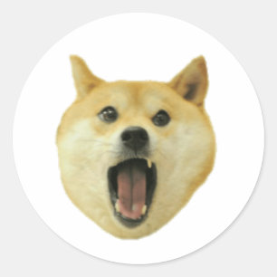 Dogecoin Dog Funny Face Hund Runder Aufkleber