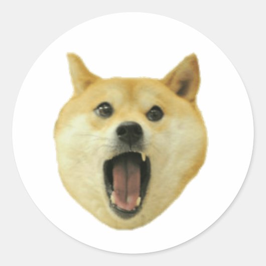 Dogecoin Doge Funny Face Dog Runder Aufkleber (Vorderseite)