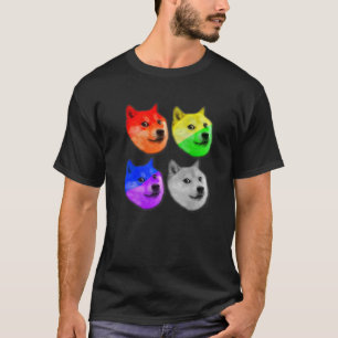 Dogecoin Doge HODL Crypto LGBT Flag LGBTQ Glow Paj T-Shirt