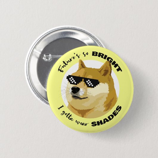 Dogecoin Future Sonnenbrille Börse Crypto Button (Vorne & Hinten)