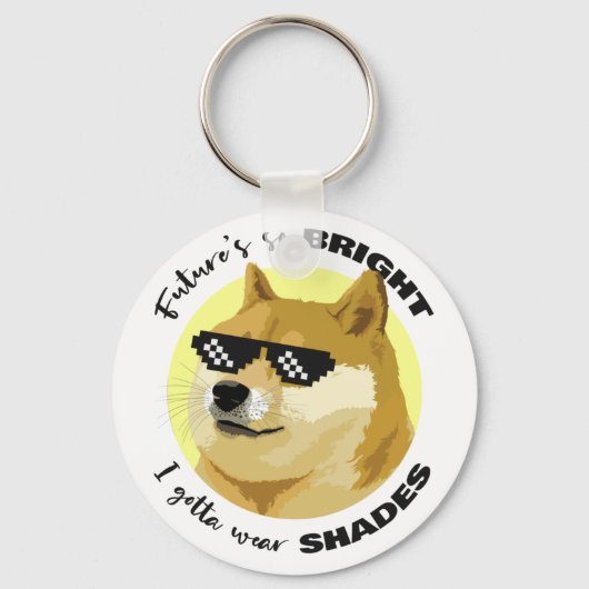 Dogecoin Future Sunglasses Börsenkrypto Schlüsselanhänger (Vorderseite)