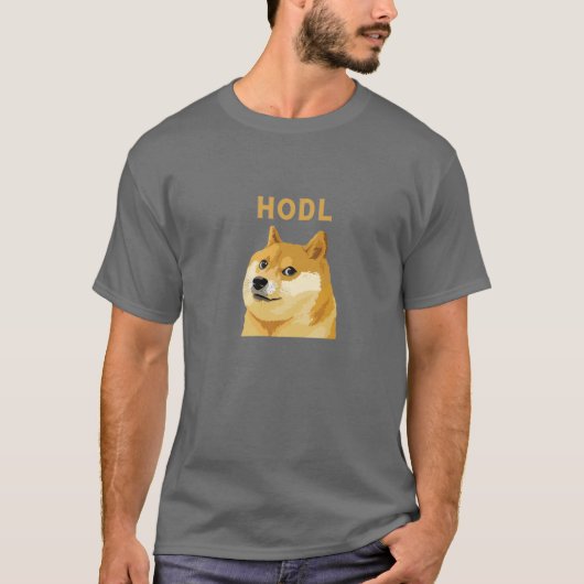 Dogecoin HODL Kryptowährung T-Shirt (Vorderseite)