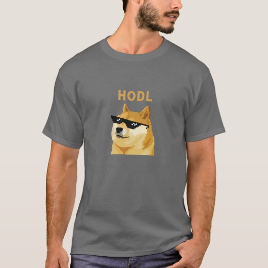 Dogecoin HODL Kryptowährung T-Shirt (Vorderseite)