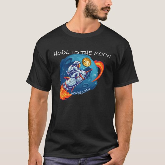 Dogecoin HODL To The Moon Crypto Rocket Cryptocurr T-Shirt (Vorderseite)