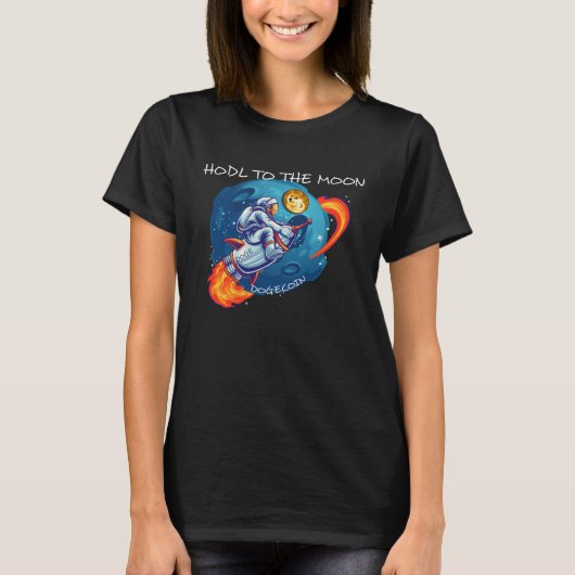 Dogecoin HODL To The Moon Crypto Rocket Cryptocurr T-Shirt (Vorderseite)