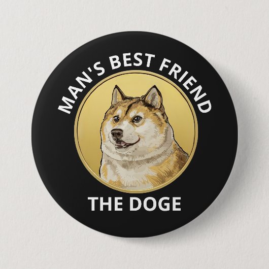 Dogecoin Hund Personalisiert Button (Vorderseite)