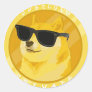 Dogecoin in Sonnenbrille Klassischer Rundaufkleber Runder Aufkleber